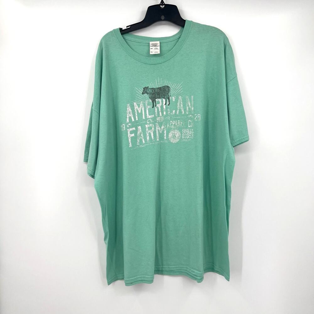 American Farm Apparel CO Mint Green Unisex 3XL T Shirt with Cow Western country